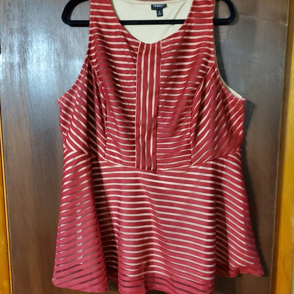 Torrid red and nude blouses peplum style